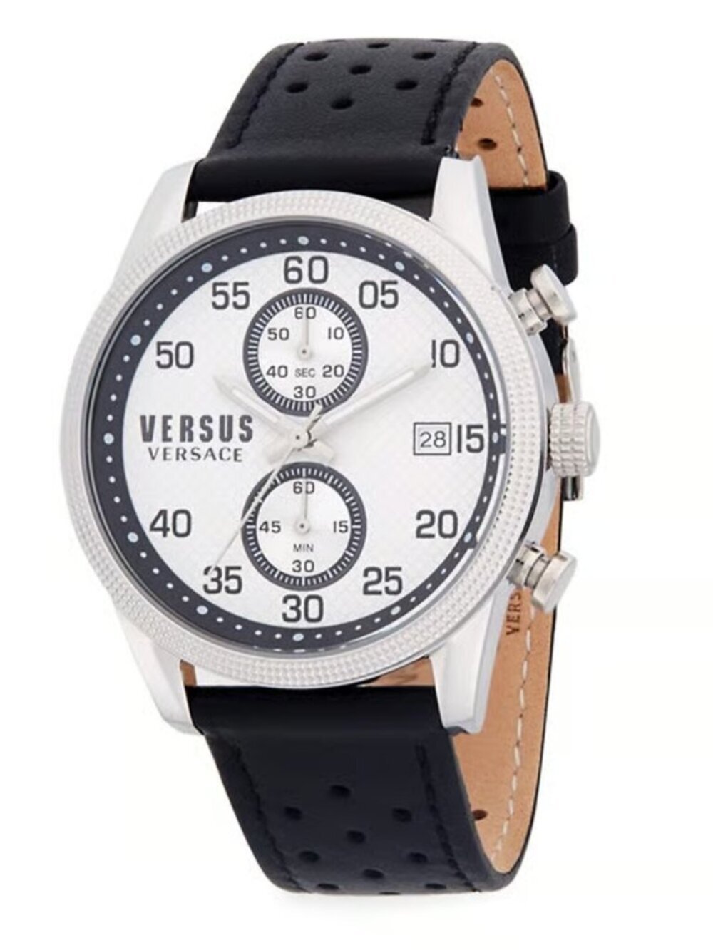 Versus Versace Silver Case White Dial Black Accents Men's Chronograph Watch